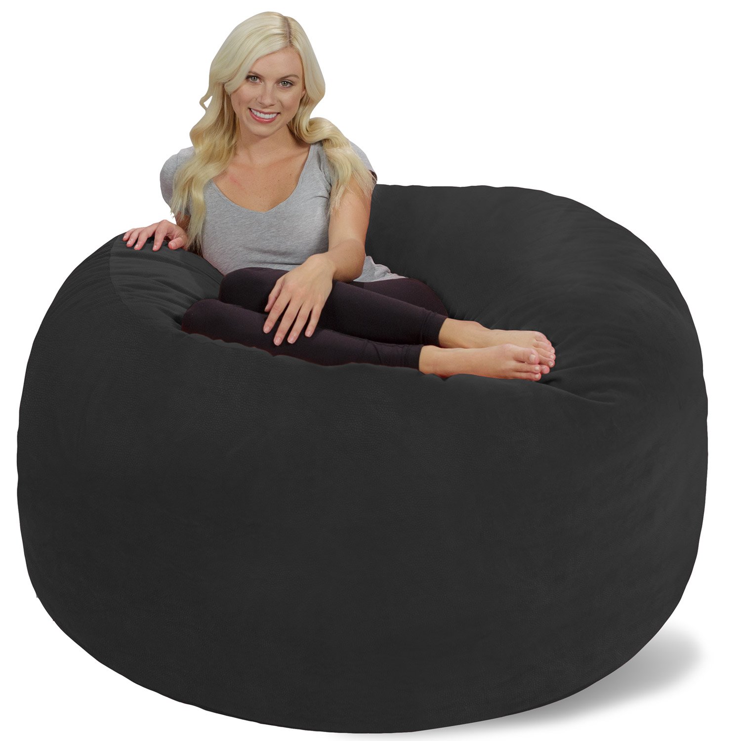 Chill Sack 6' Giant Memory Foam Bean Bag Chair - Oversized Sofa with Soft Microfiber Cover in Dark Grey Pebble | Perfect for Living Rooms, Game Rooms & Dorm Lounging