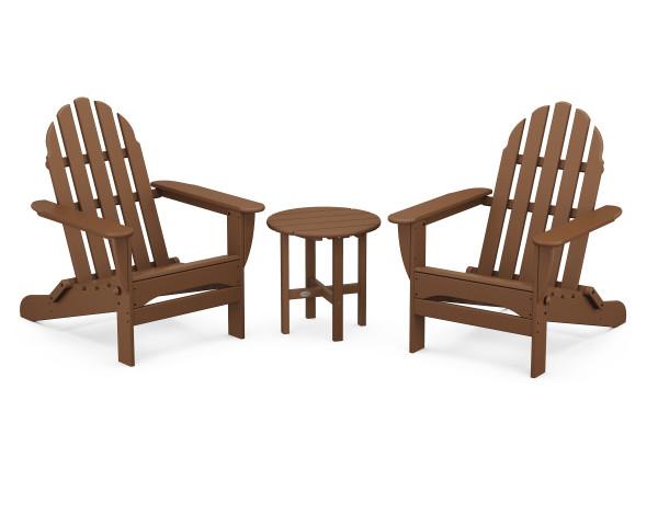 Polywood Classic Folding Adirondack Chair 3-Piece Set - Outdoor Patio Furniture for Deck, Poolside & Garden Relaxation