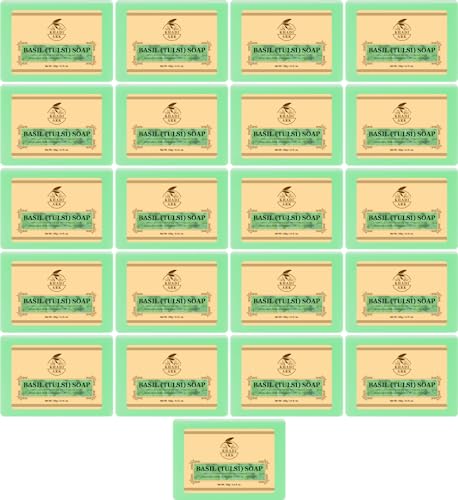 Khadi Ark Herbal Natural Handmade Basil Bath Soap - 125g Each, Pack of 21 Bars | Organic Ayurvedic Cleansing Bar for Sensitive Skin, Acne & Body Odor | Perfect for Daily Shower, Spa & Gift Sets