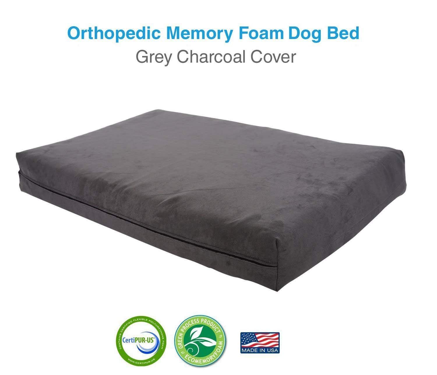 Orthopedic Dog Bed with Gel Memory Foam - Washable Pet Bed for Large & Medium Dogs | Removable Cover, Medium Gray | Perfect for Joint Pain Relief & Comfortable Sleeping in Living Room or Bedroom