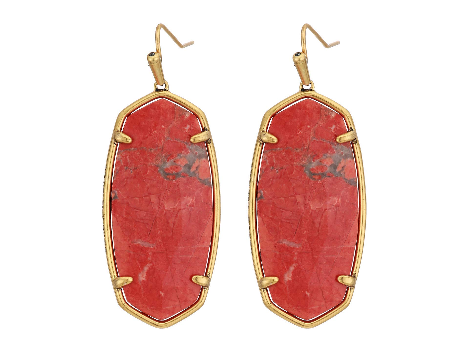 Kendra Scott Faceted Elle Earrings - Vintage Gold & Burnt Sienna Gemstone Dangle Earrings for Women | One Size | Perfect for Parties, Weddings & Everyday Wear