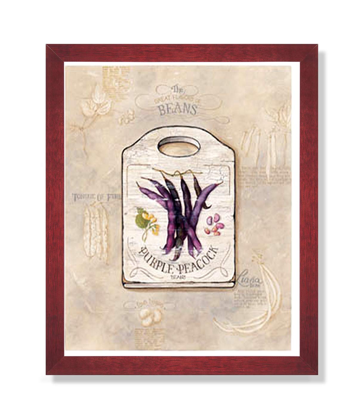 Country Beans Flavor Kitchen Contemporary Framed Art Print - Rustic Farmhouse Decor for Dining Room & Kitchen Wall