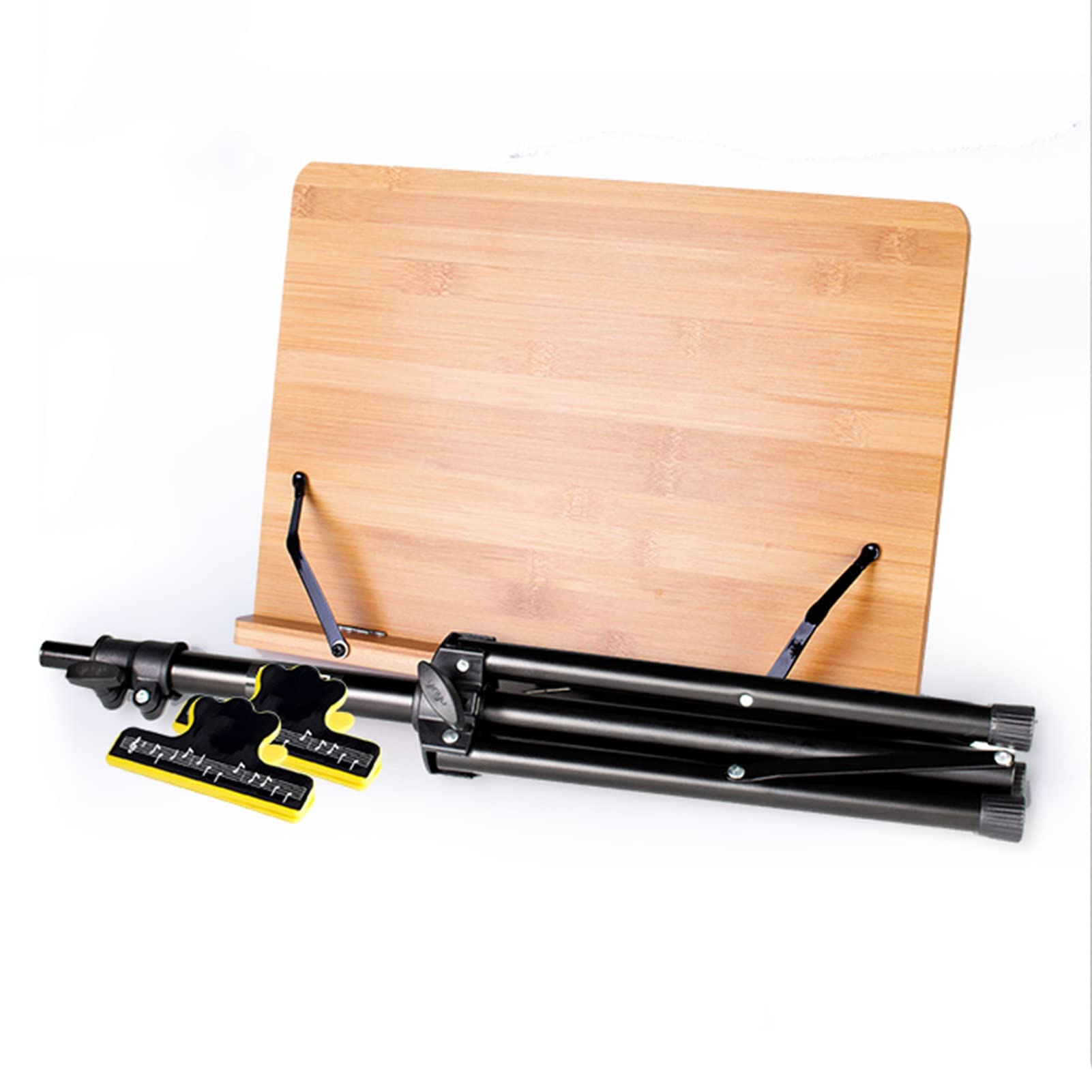 2 in 1 Foldable Sheet Music Stand & Book Holder with Carrying Bag - Adjustable Tripod Base for Laptop, Projector, Books - Perfect for Musicians, Students & Office Use