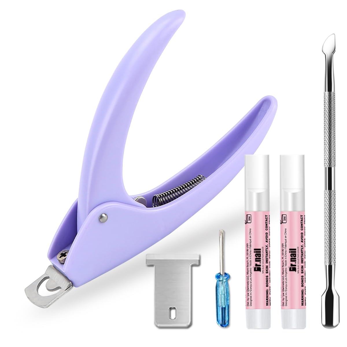 Professional Adjustable Acrylic Nail Clipper - False Nail Trimmer for Artificial Nails & Manicure Tools - Light Purple - Perfect for Salon, Home Use & Nail Art Enthusiasts