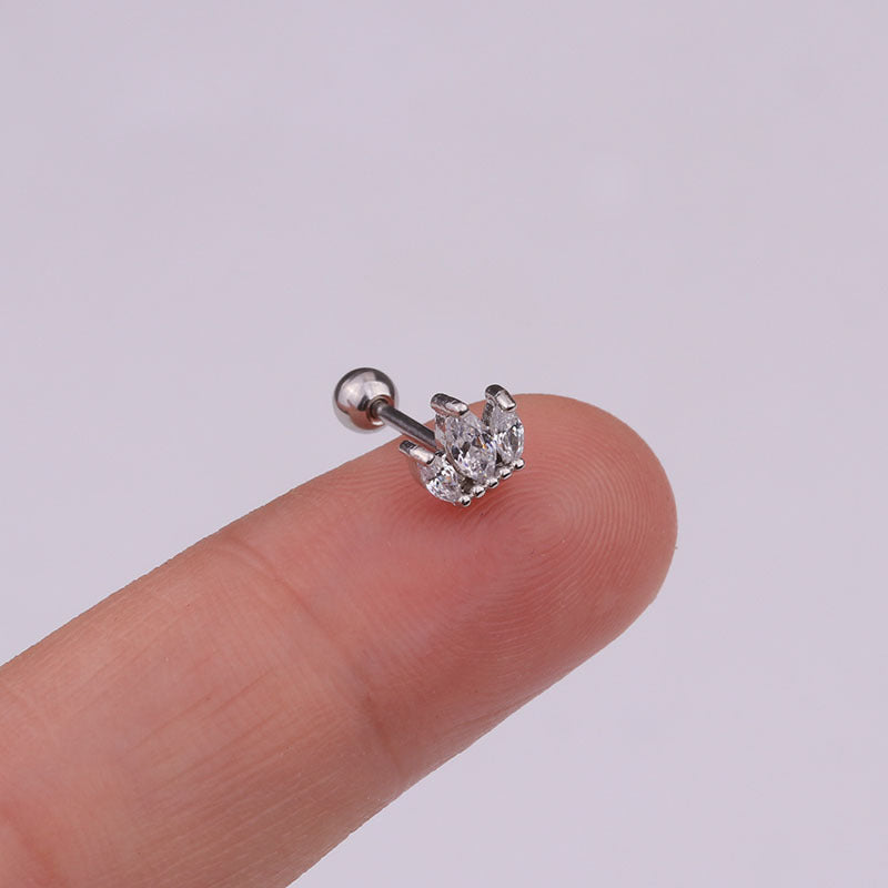 20G Silver Hypoallergenic Snowflake Cartilage Ear Stud | HSPJ1904 | Perfect for Helix, Tragus & Cartilage Piercings, Everyday Wear & Special Occasions