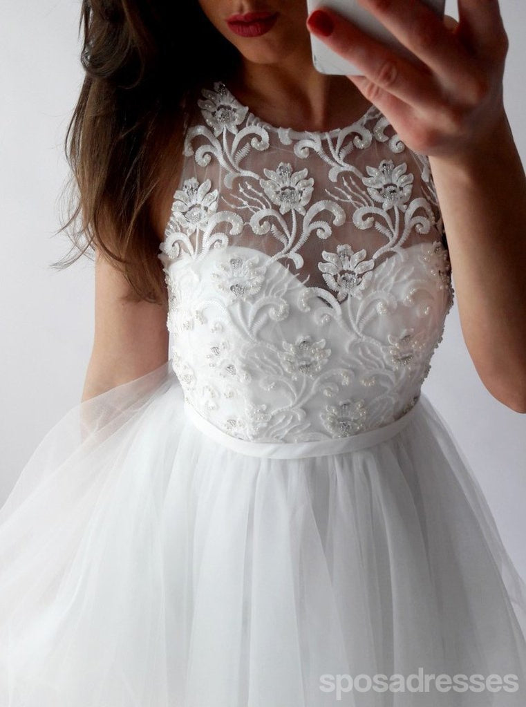 Affordable White Lace Illusion Short Homecoming Dresses for Teens - Elegant Party Gown for Prom, Sweet 16 & Formal Events - Style CM684