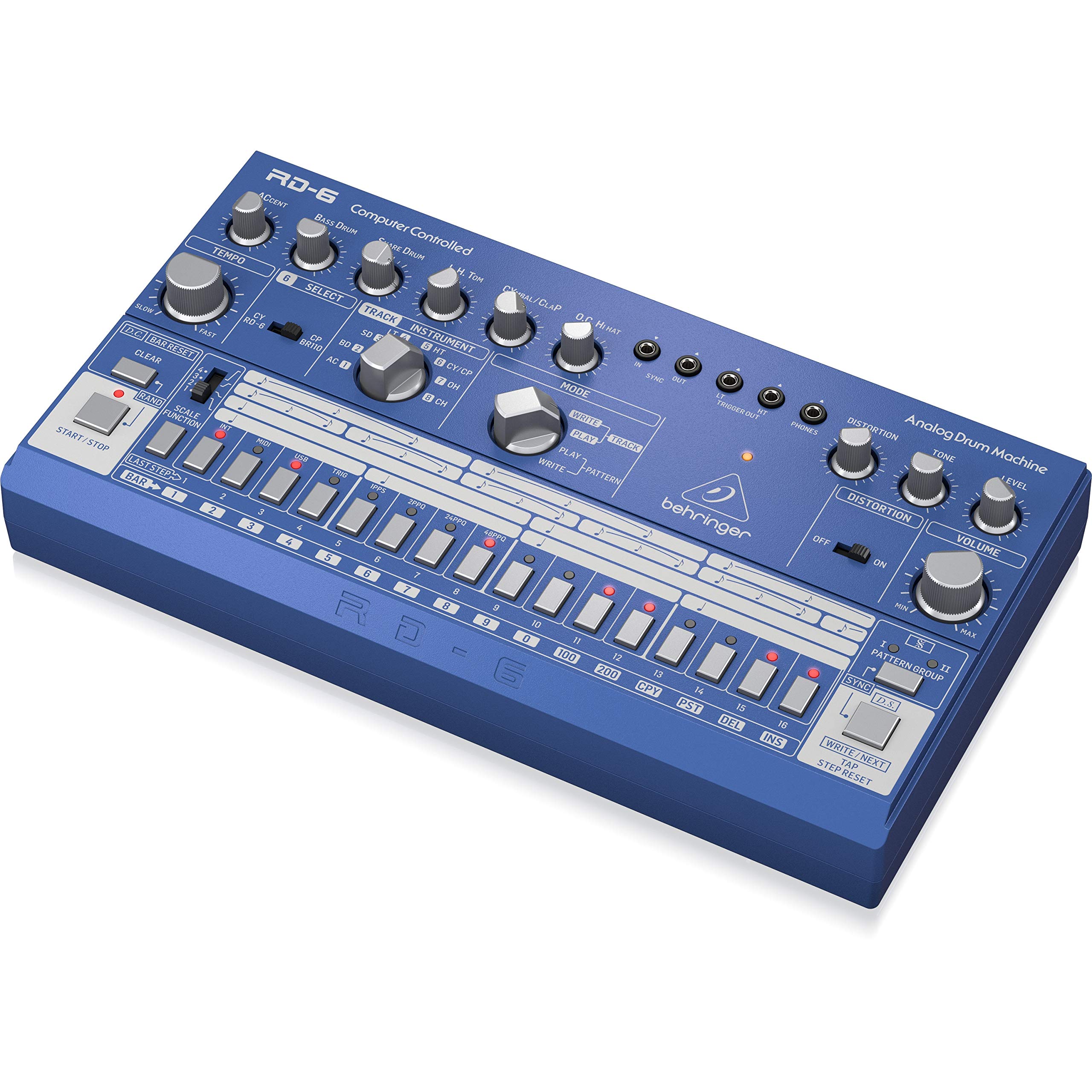 Behringer RD-6-BU Professional Analog Drum Machine with Classic Sounds - Blue | Perfect for Music Production, Live Performances & Studio Recording