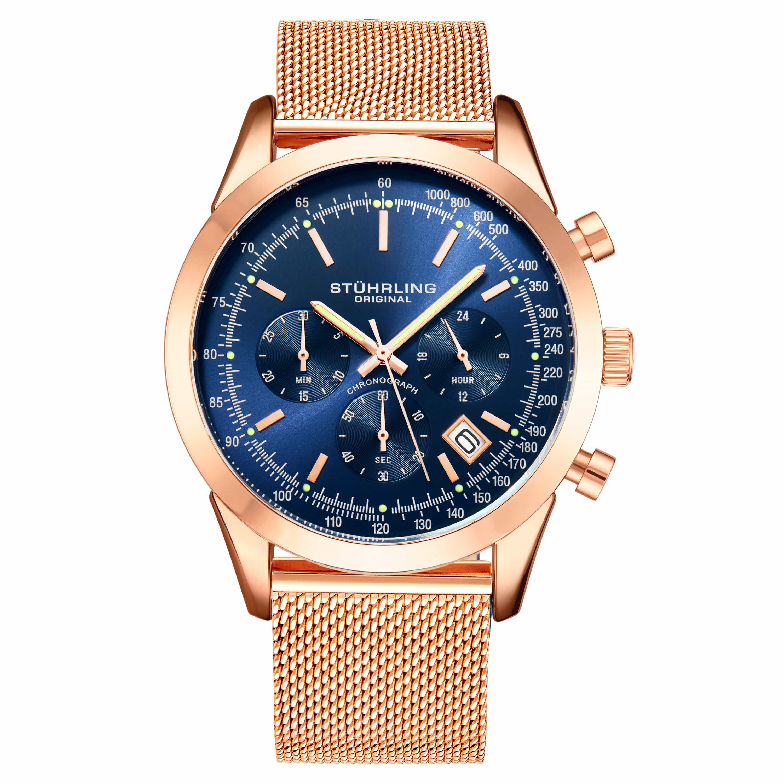 AquaSync Mesh Quartz 44mm Chronograph Watch - Waterproof Sports Chrono for Men | Perfect for Swimming, Diving & Outdoor Activities