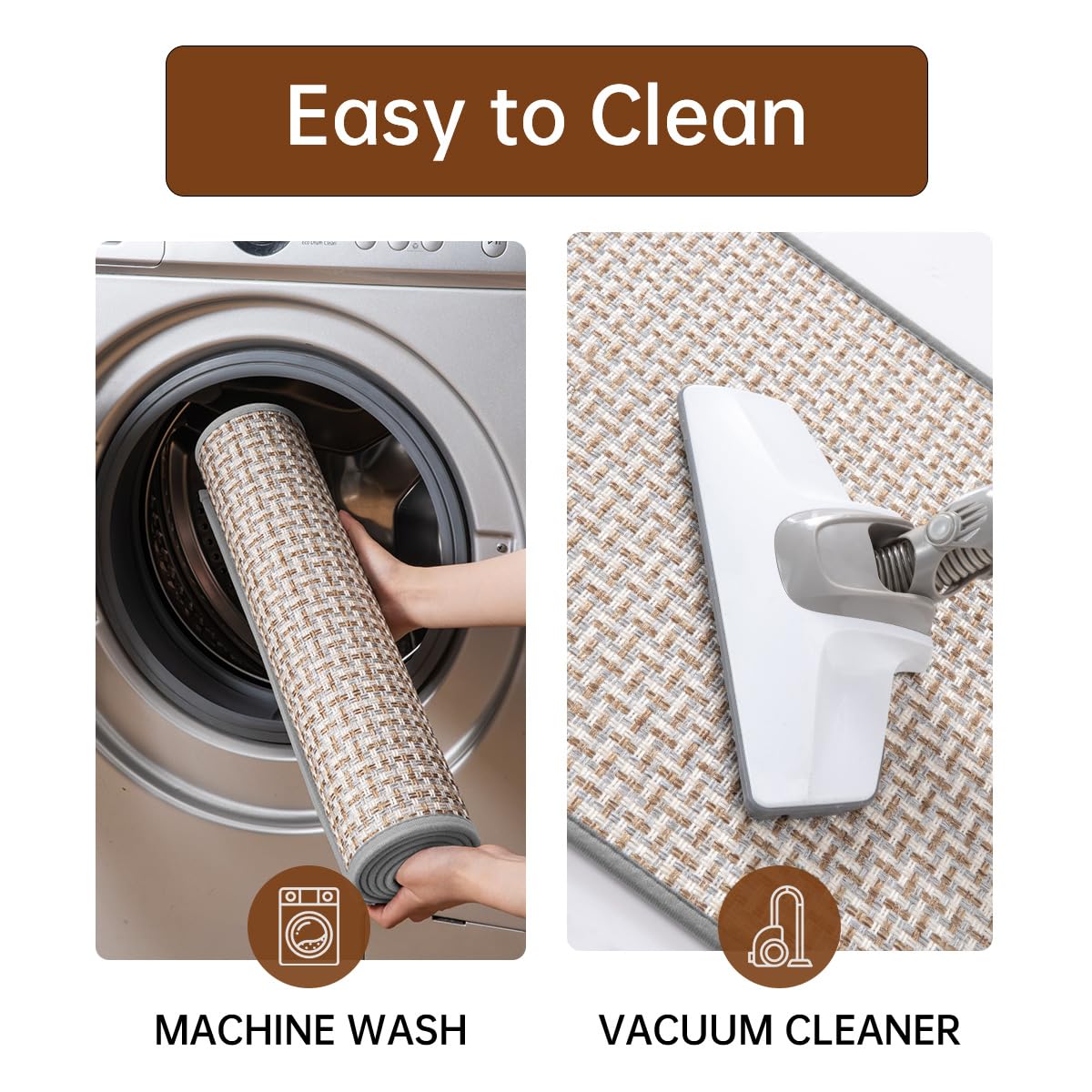 Non-Slip Washable Kitchen Rugs Set of 2 - Absorbent Anti-Fatigue Floor Mats for Sink Area & High Traffic Zones, 17.3
