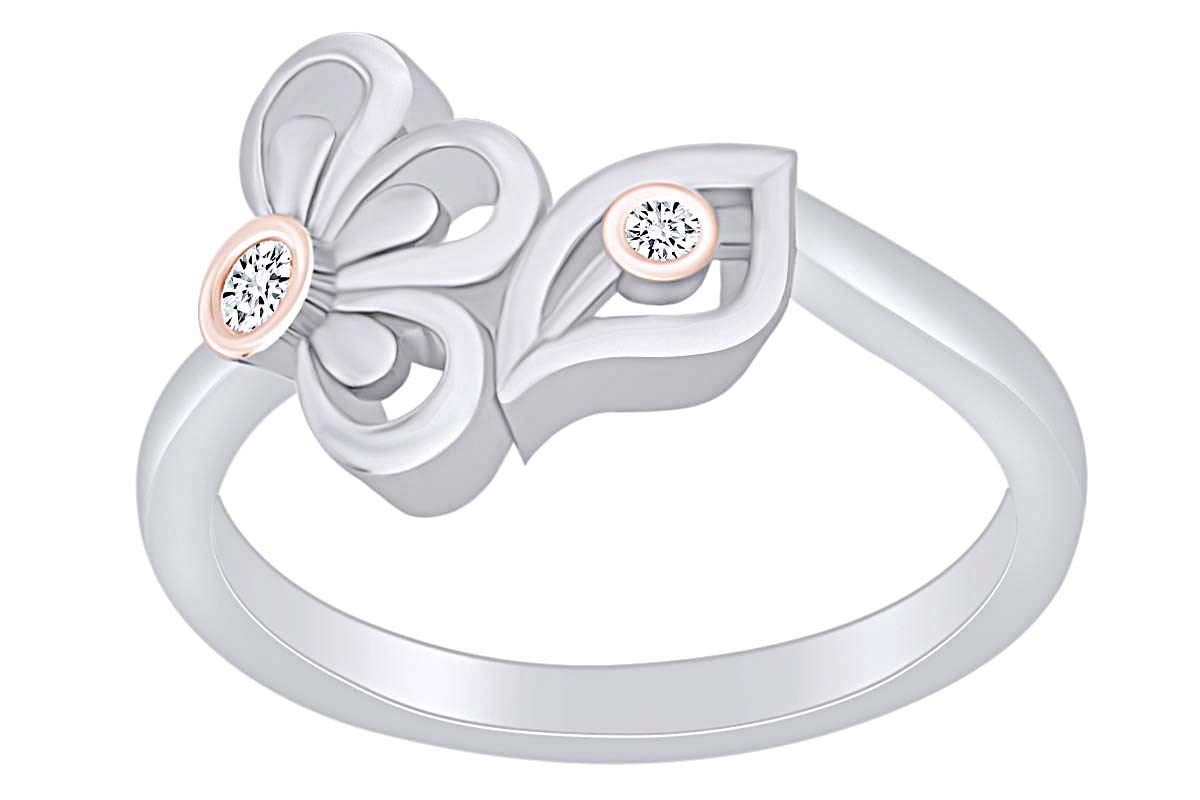 Round White Natural Diamond Accent Flower & Petal Engagement Ring for Women - Elegant Wedding Band, Promise Ring & Anniversary Jewelry Gift (Perfect for Proposals, Bridal Sets & Special Occasions)