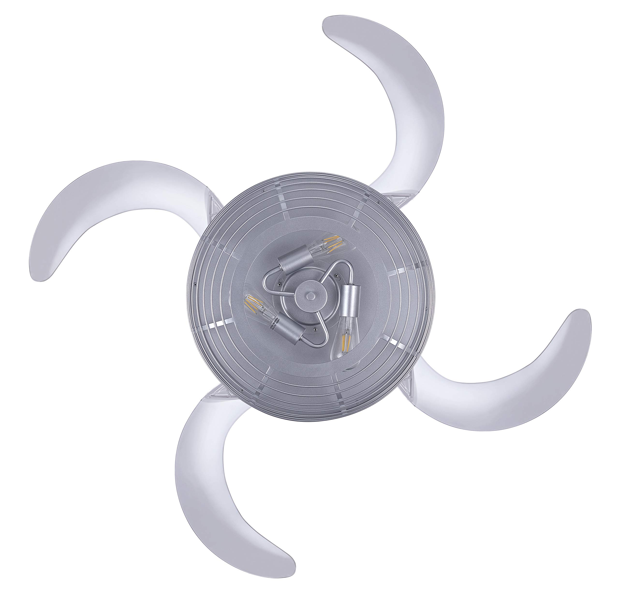 Fanaway Carbondale 48-inch Ceiling Fan with Light - Gray Silver & Clear Blades - Perfect for Living Room, Bedroom, and Outdoor Patio Cooling
