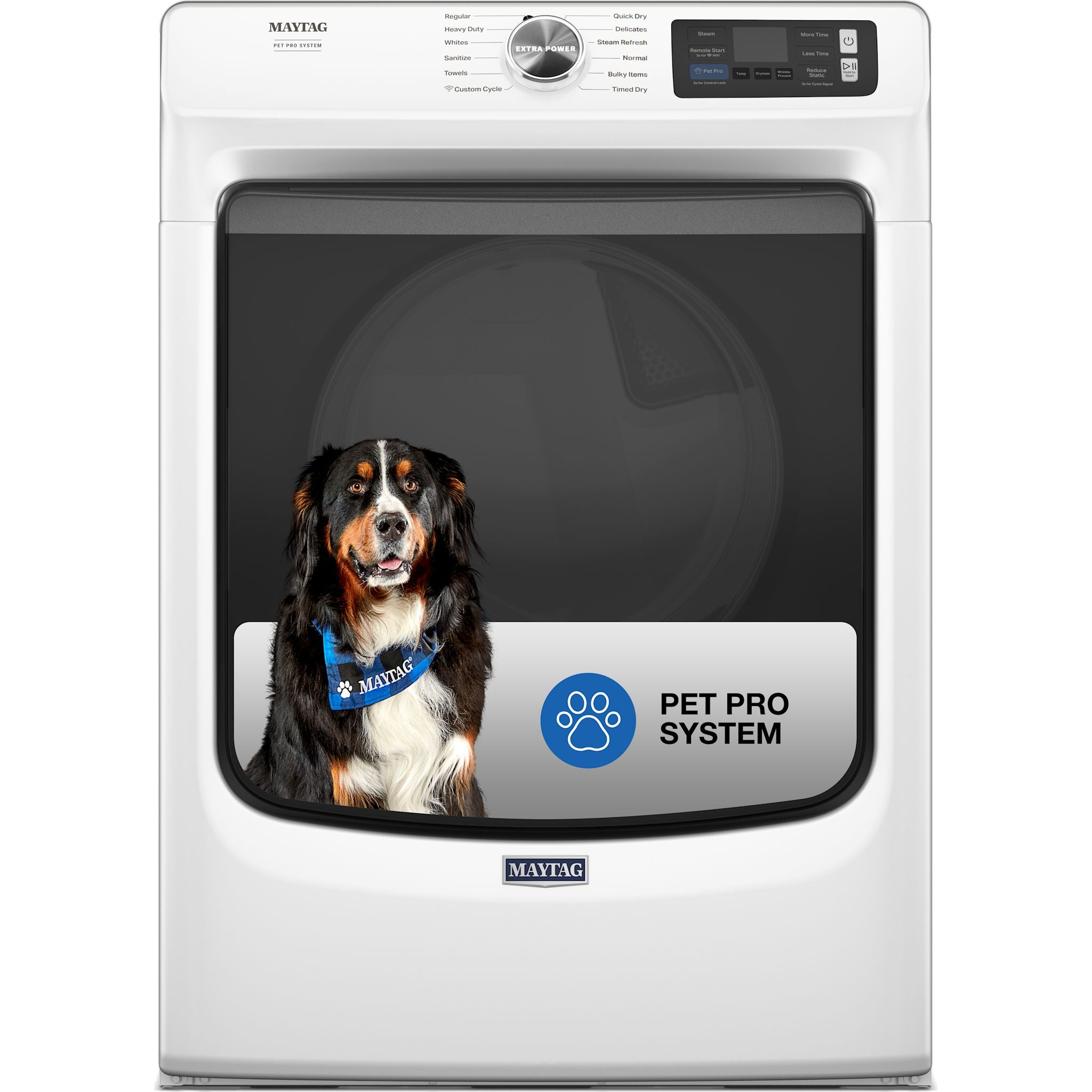 Maytag MGD7020RW 7.4 cu.ft Smart Pet Pro Front Load Gas Dryer in White - Perfect for Large Families & Pet Owners with Heavy Laundry Needs