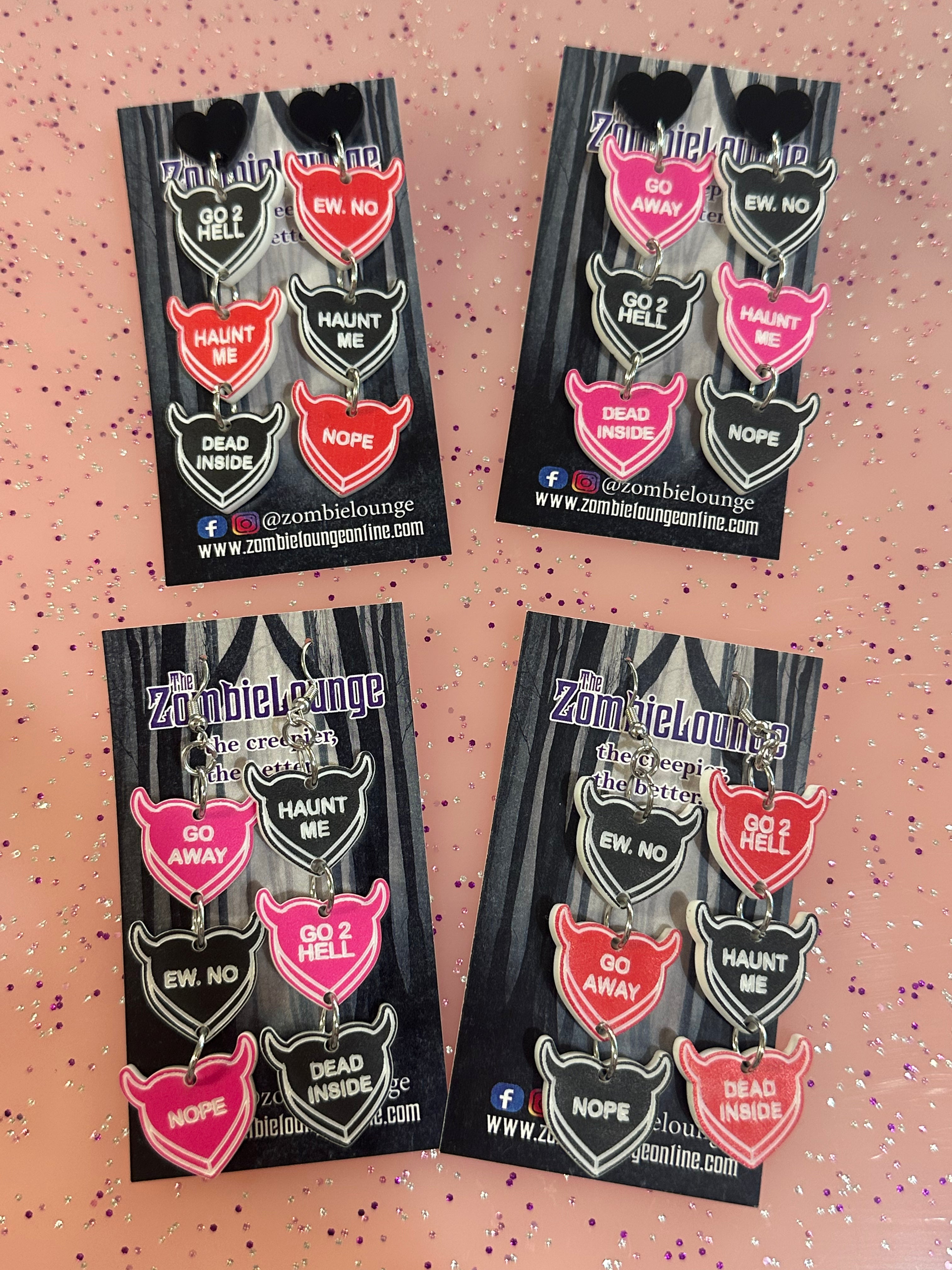 Valloween Candy Hearts Earrings - Sweet Valentine's Day Jewelry for Women | Perfect Gift for Girlfriend, Wife, or Best Friend | Cute Accessories for Parties, Dates, and Special Occasions