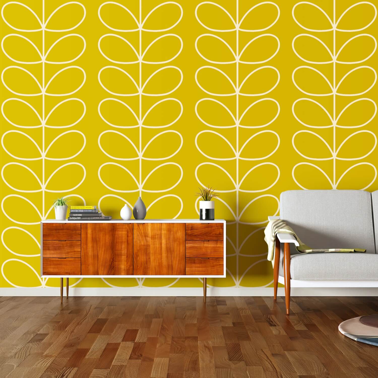 Giant Linear Stem Sunflower Wallpaper 52cm x 10m - Self-Adhesive Floral Peel and Stick Wallpaper for Living Room, Bedroom, Kitchen Decor