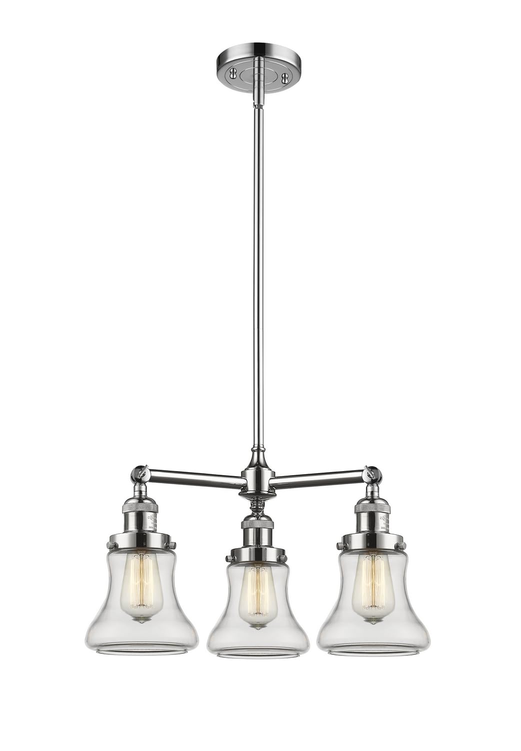 Vintage 3-Light Dimmable LED Chandelier in Polished Chrome - 207-PC-G192-LED - Perfect for Dining Room, Bedroom or Foyer Lighting Decor