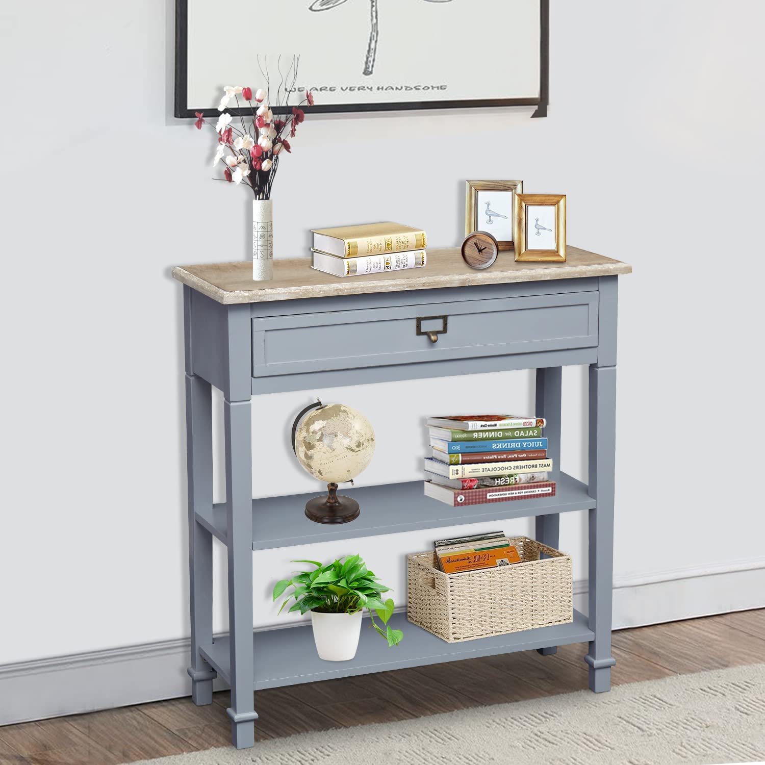 Narrow Entryway Table with Storage - Slim Hallway Console Table for Small Spaces | Perfect for Entryway, Living Room & Apartment Decor