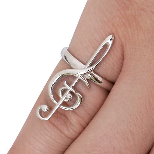 Elegant Silver Treble Clef Ring - Music Note Jewelry for Women - Perfect Gift for Musicians & Music Lovers - Ideal for Concerts, Performances & Everyday Wear