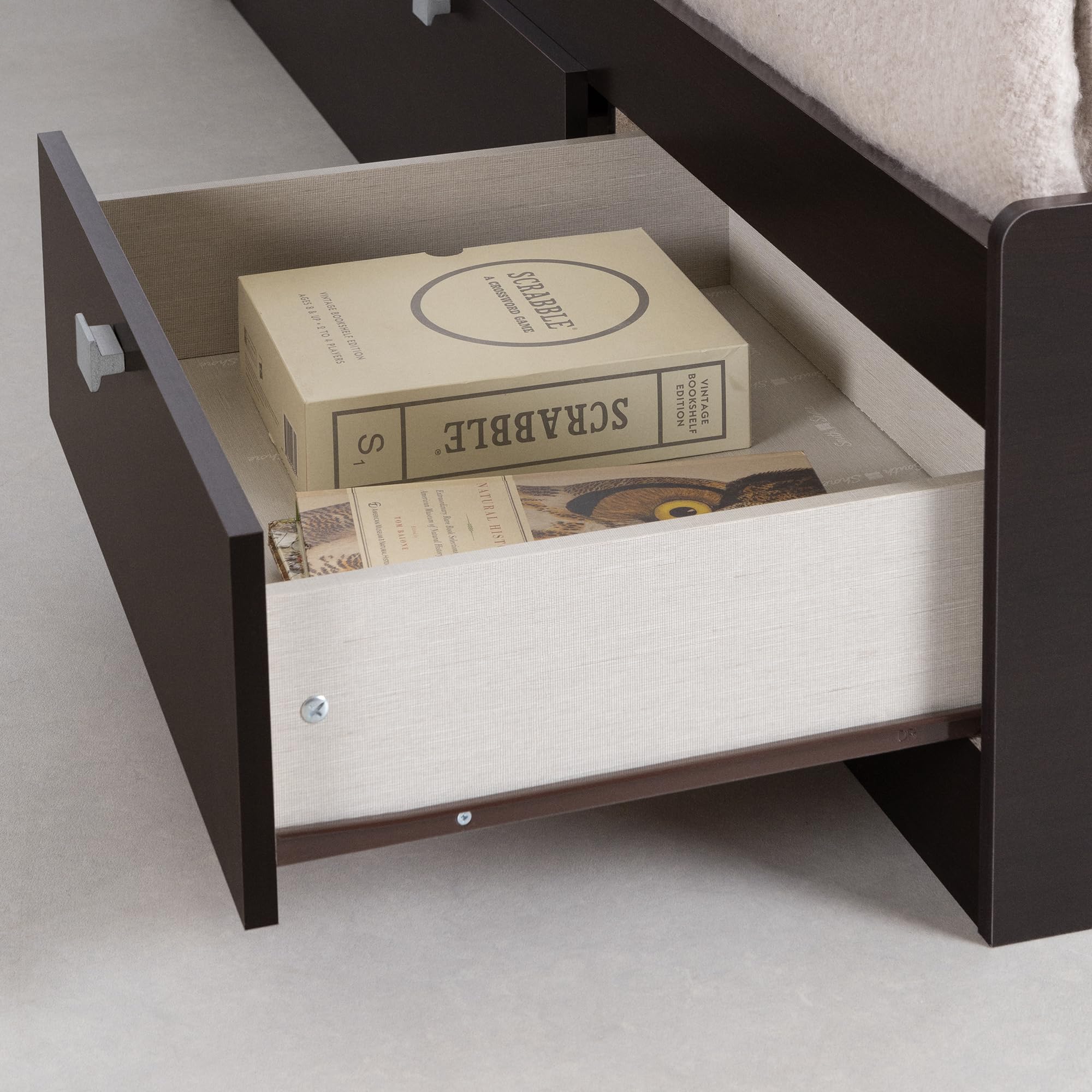 South Shore Twin Storage Bed with Bookcase Headboard in Chocolate - Space-Saving Kids Bedroom Furniture for Small Rooms & Dorm Organization