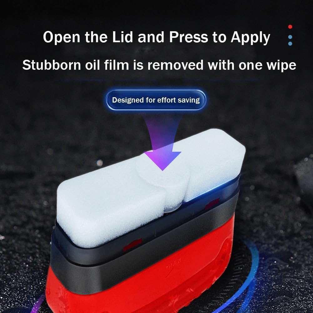 2024 Upgraded Automotive Oil Film Cleaning Brush - 3 Pack Red Car Windshield Glass Cleaner for Hydrophobic Coating & Oil Film Removal | Perfect for Car Detailing, Auto Glass Maintenance & DIY Cleaning