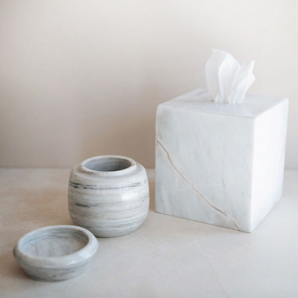 Hand Carved Marble Tissue Box Cover - Elegant Home Decor for Living Room, Bathroom & Office | Premium Marble Tissue Holder for Luxury Spaces