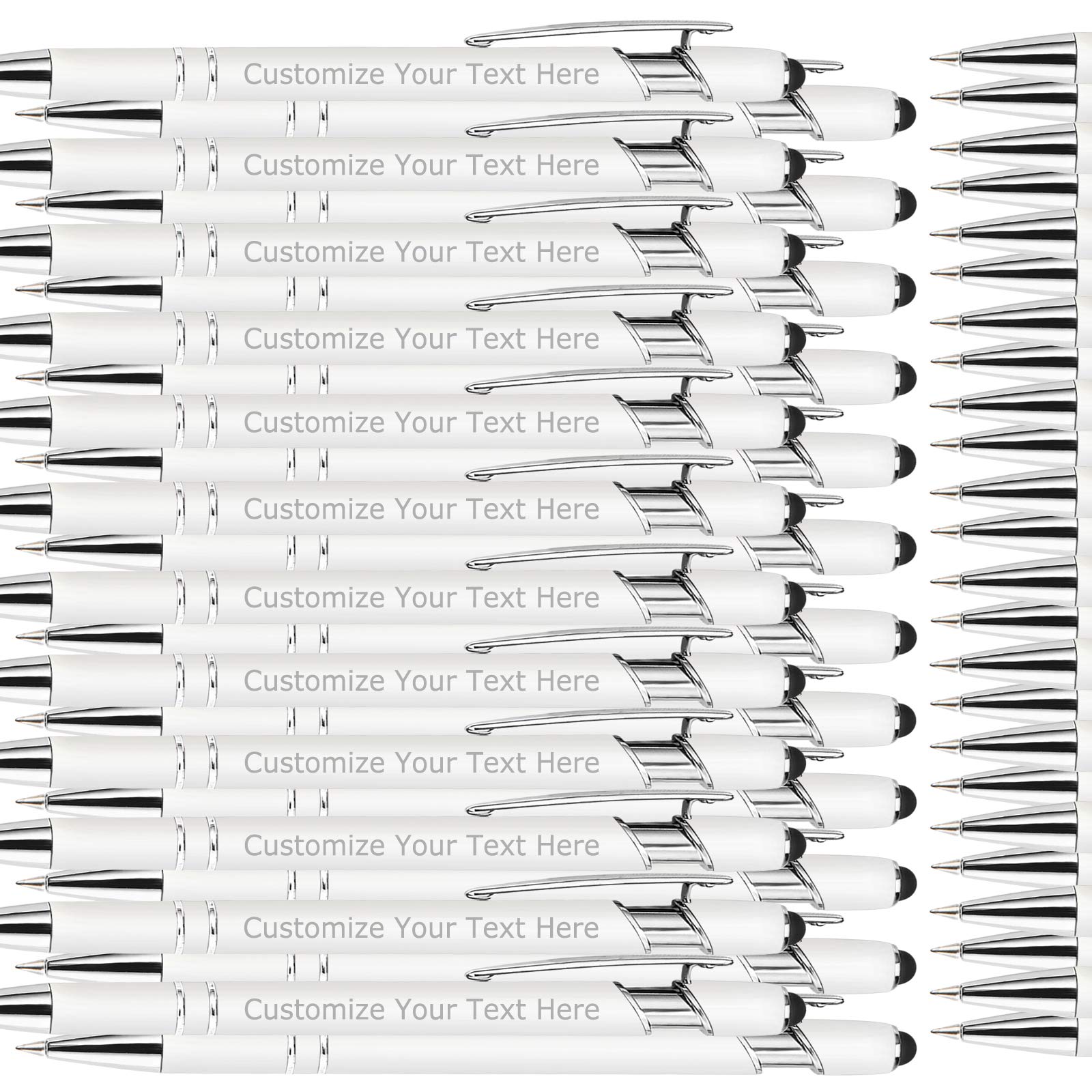 Custom Engraved Ballpoint Pens with Stylus Tip - 200 Pack Bulk Personalized Pens for Men & Women - Name & Message Gift Ideas for Birthday, Graduation, Office Use - Medium Point Black Ink - Perfect for Corporate Gifts, Promotional Events & Everyday Writing