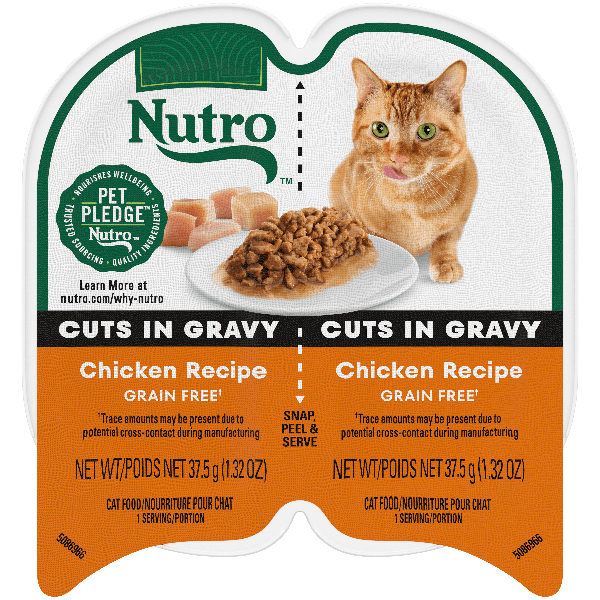 Nutro Perfect Portions Chicken Cuts in Gravy Wet Cat Food - Grain Free, Natural Ingredients for Adult Cats - Perfect for Mealtime & Weight Management