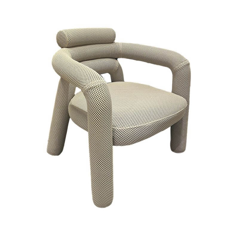 Modern Simple Style Lime Green/Ivory/Dove Grey Curved Arm Chair with Fixed Backrest & Armrests - Perfect for Living Room, Bedroom or Office Seating