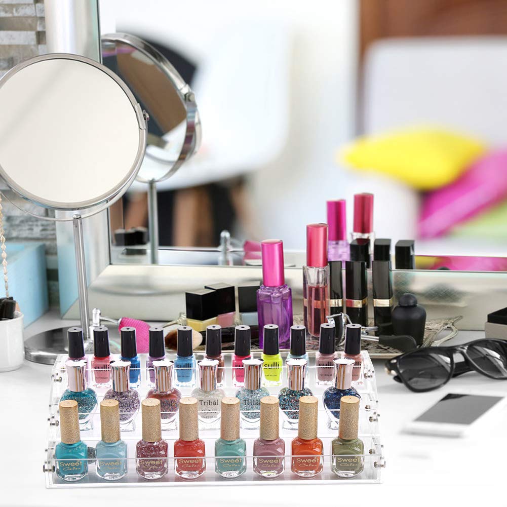 Ejoyous 3-Tier Transparent Acrylic Nail Polish Organizer - Multifunctional Cosmetic Display Stand for Essential Oils & Nail Polish Storage - Perfect for Salon, Home Vanity & Professional Makeup Artists