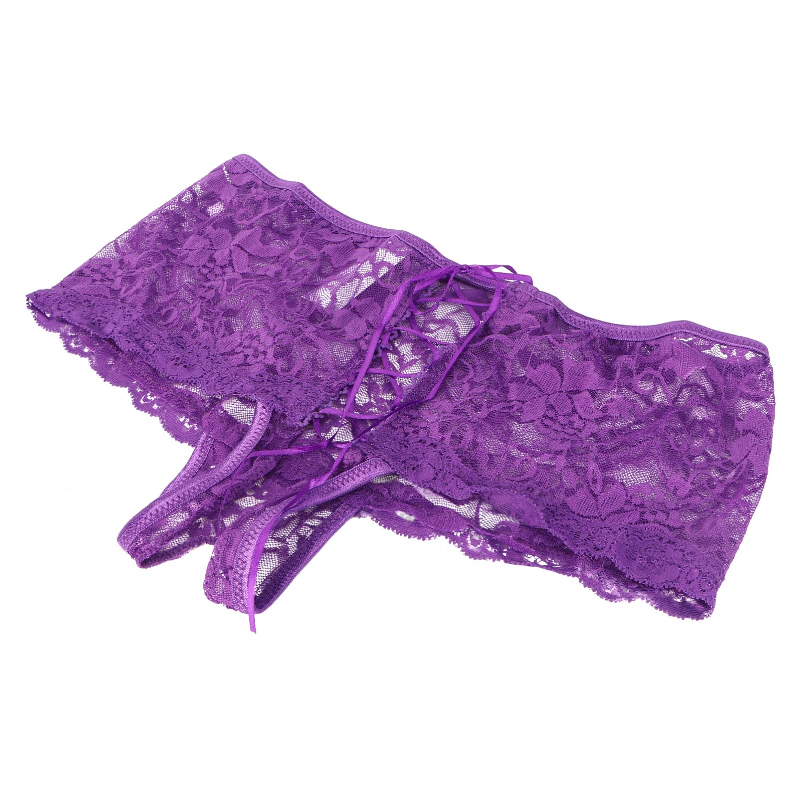 Milisten Lace Underwear G-String Thong Panties - Sexy Mesh Lingerie Briefs for Women, Comfortable T-String Knickers (Purple) - Perfect for Valentine's Day, Bridal Shower & Romantic Nights