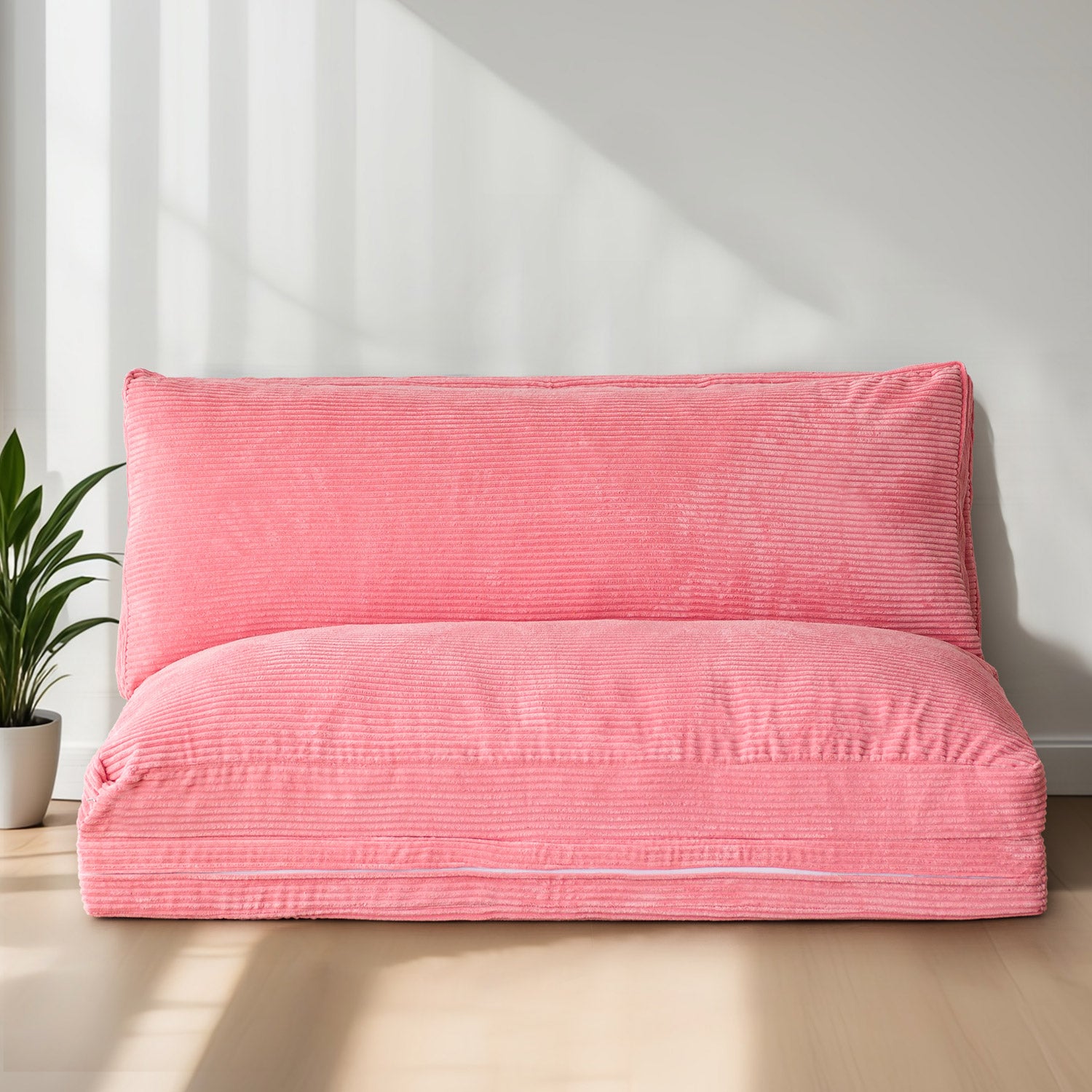 MAXYOYO Corduroy Bean Bag Sofa Bed - 4-Folding Floor Lounger in Pink | Comfortable Convertible Chair for Living Room, Bedroom & Dorm | Perfect for Relaxing, Gaming & Movie Nights