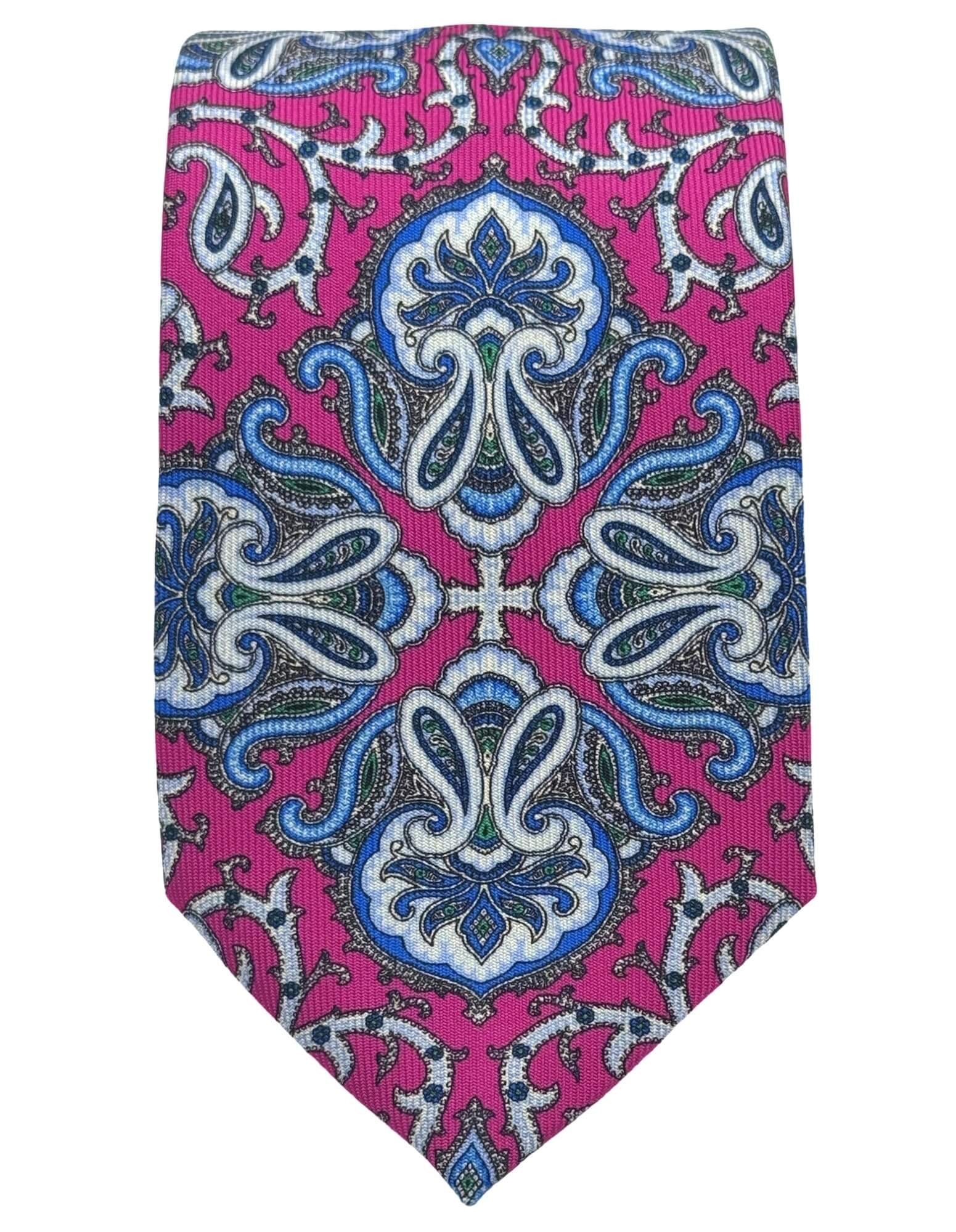 DÉCLIC Portishead Paisley Tie for Men - Stylish Fuchsia Necktie for Weddings, Business & Formal Occasions