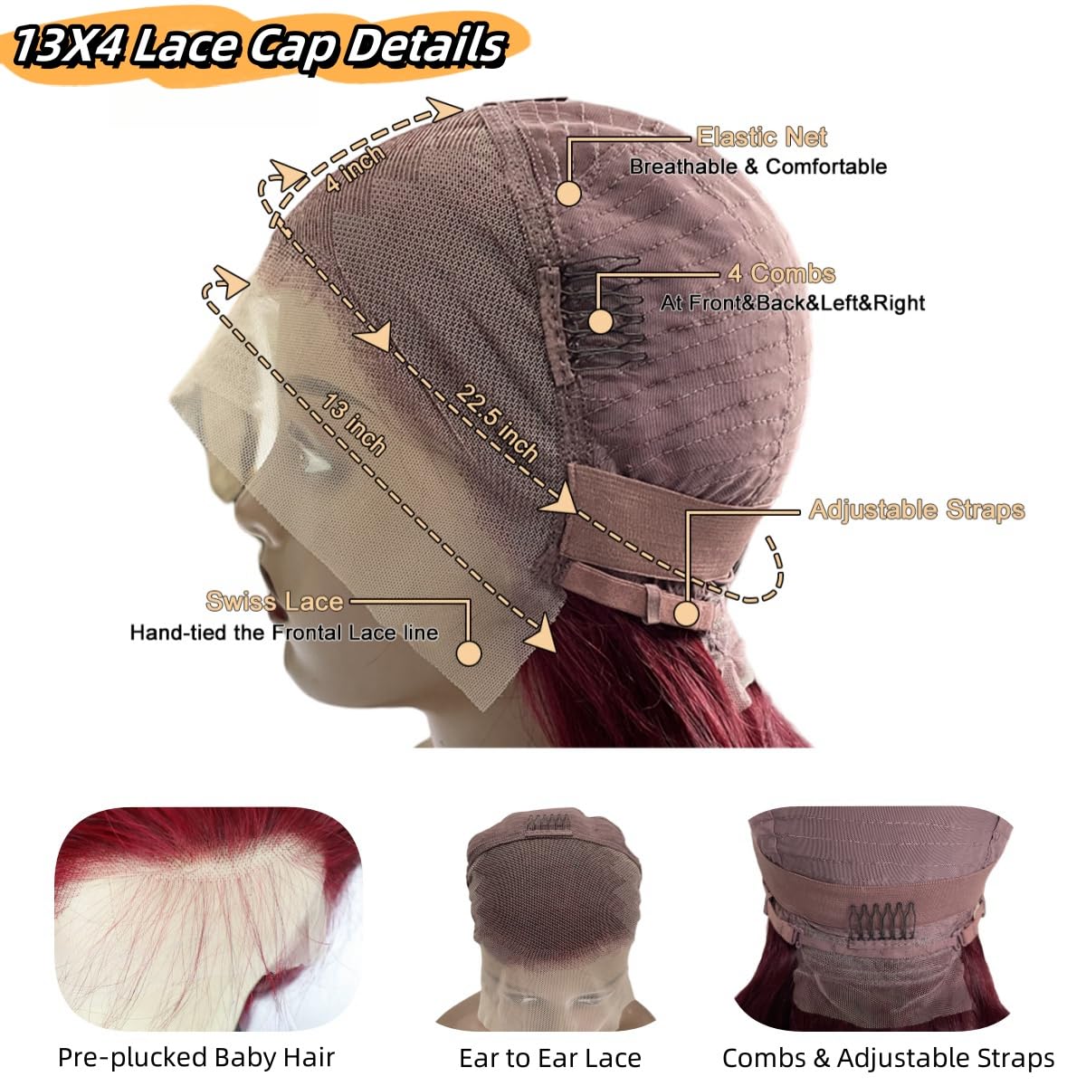 30 Inch 99J Burgundy Lace Front Wigs Human Hair - 180% Density 13x4 HD Transparent Lace - Body Wave Lace Frontal Wigs Wine Red - Glueless Colored Human Hair Wigs for Women - Perfect for Cosplay, Daily Wear & Special Occasions