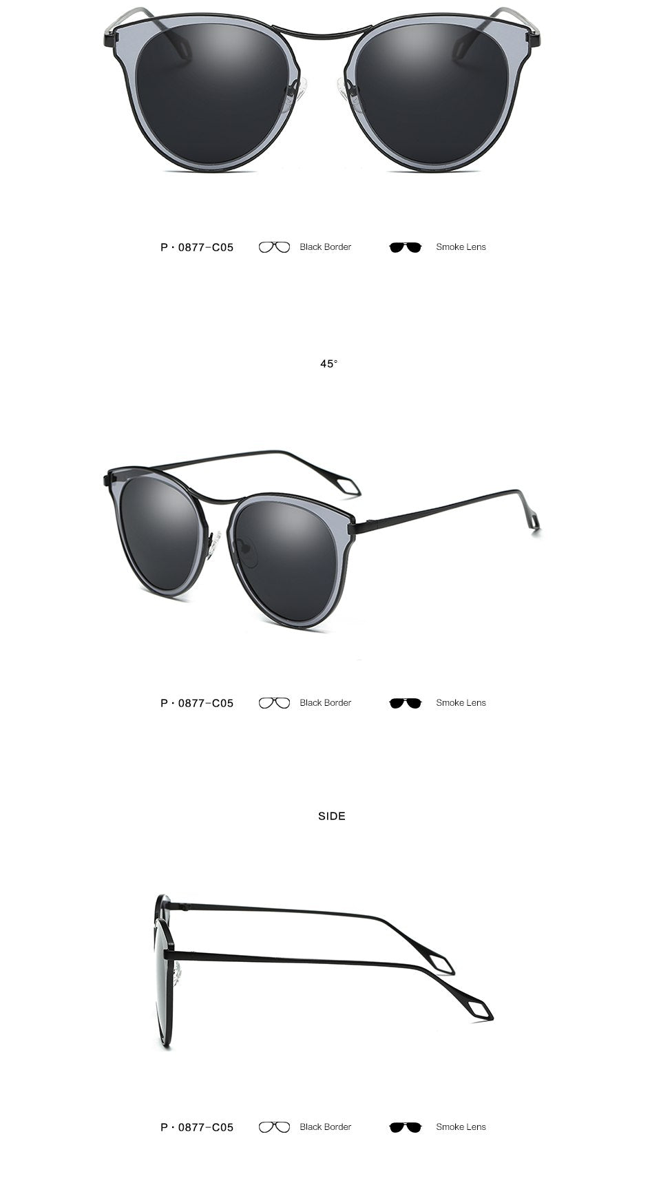 20/20 Women's Polarized Metal Frame Sunglasses P0877 - UV Protection, Lightweight & Stylish for Driving, Beach & Outdoor Activities