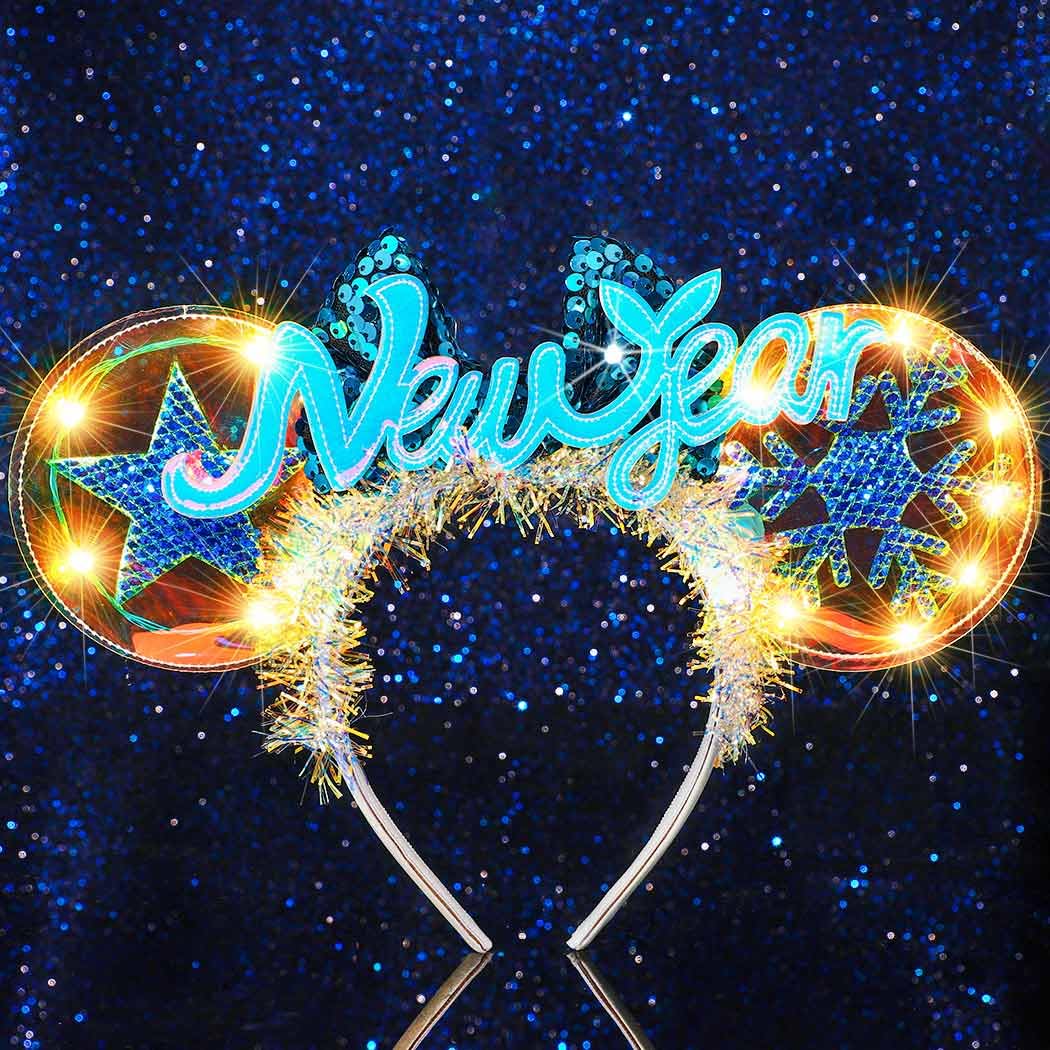 CAKURE LED Light Up Headband - Sparkling Glitter Hair Accessories for Women & Girls - Perfect for New Year, Christmas, and Party Celebrations (Silver, One Size)