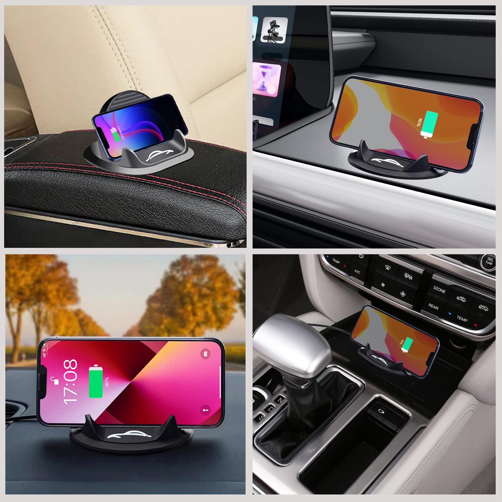 POLMXS Fast Wireless Car Charger Mount - 15W Qi-Certified Charging Pad & Phone Holder for Galaxy S21/S20/S10/S9/S8 & Note 10 - Non-Slip Dashboard Stand for Safe Driving Charging