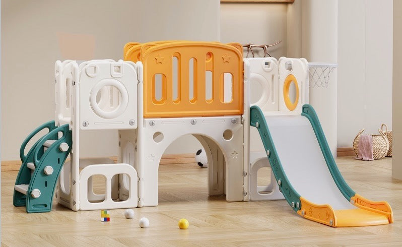 New Fort Slide Playset v2 - Outdoor Kids Playhouse with Slide & Climbing Wall - Perfect for Backyard, Park & Playground Adventures