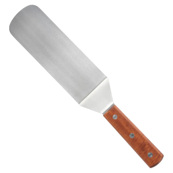 Winco TN249 8.25-Inch Offset Flexible Turner with Wood Handle - Perfect for Flipping Pancakes, Burgers & Eggs in Professional Kitchens & Home Cooking