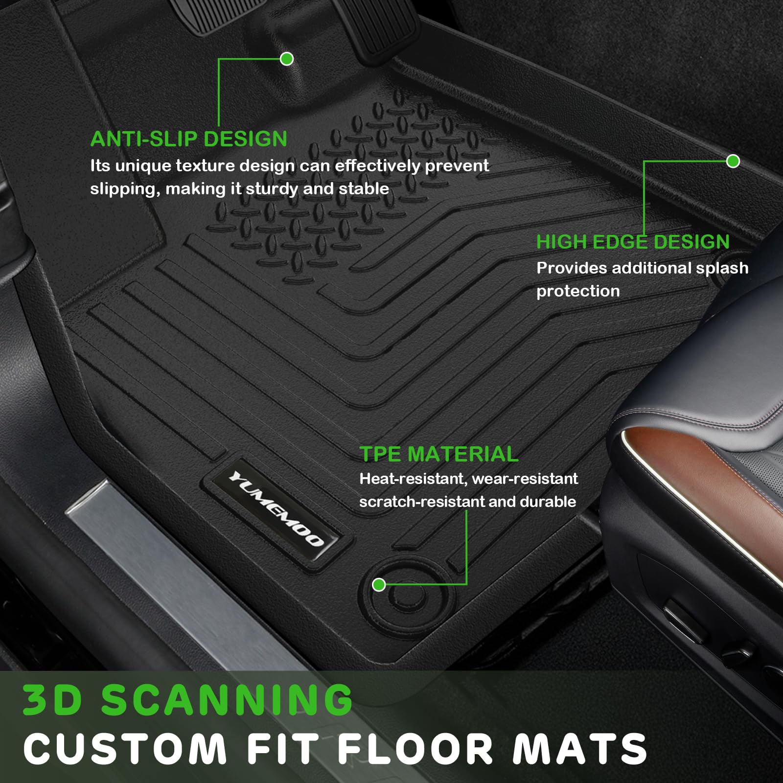 2024-2025 Chevrolet Trax All-Weather Floor Mats Set - Premium TPE Rubber Trunk Liner & Backrest Mat - Anti-Slip Car Accessories for Chevy Trax - Perfect for Road Trips, Camping & Daily Commute