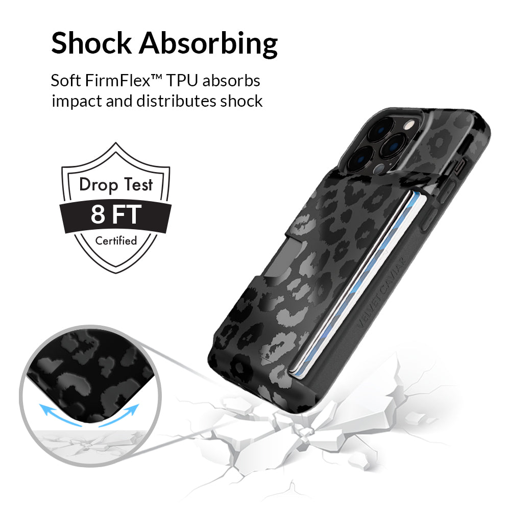 Black Leopard iPhone Wallet Case - Slim Protective Cover with Card Holder for iPhone 13/14/15 - Perfect for Travel, Shopping & Everyday Use