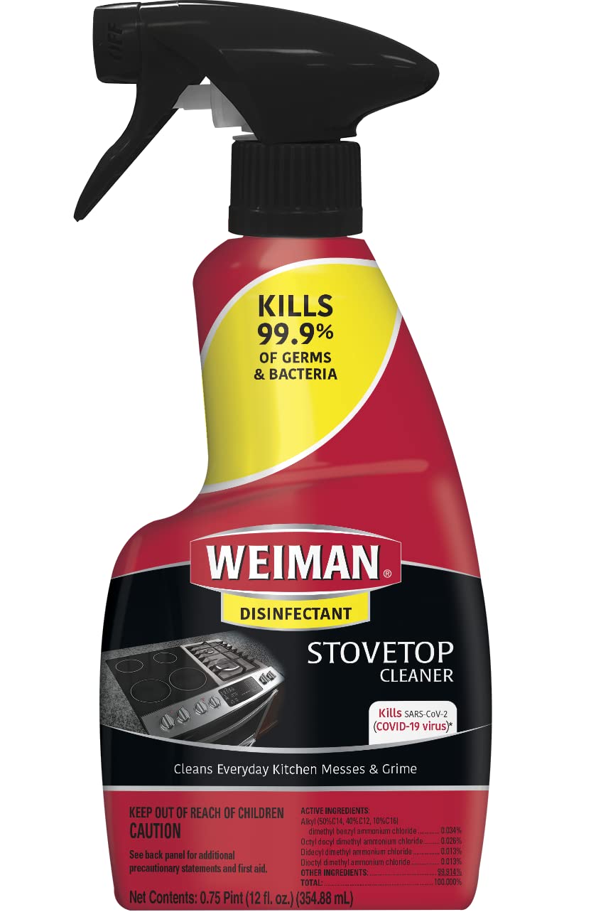 Weiman Glass Cooktop Cleaner - 12 oz | Streak-Free Stovetop Cleaner for Ceramic & Induction Cooktops | Perfect for Kitchen Cleaning & Maintenance