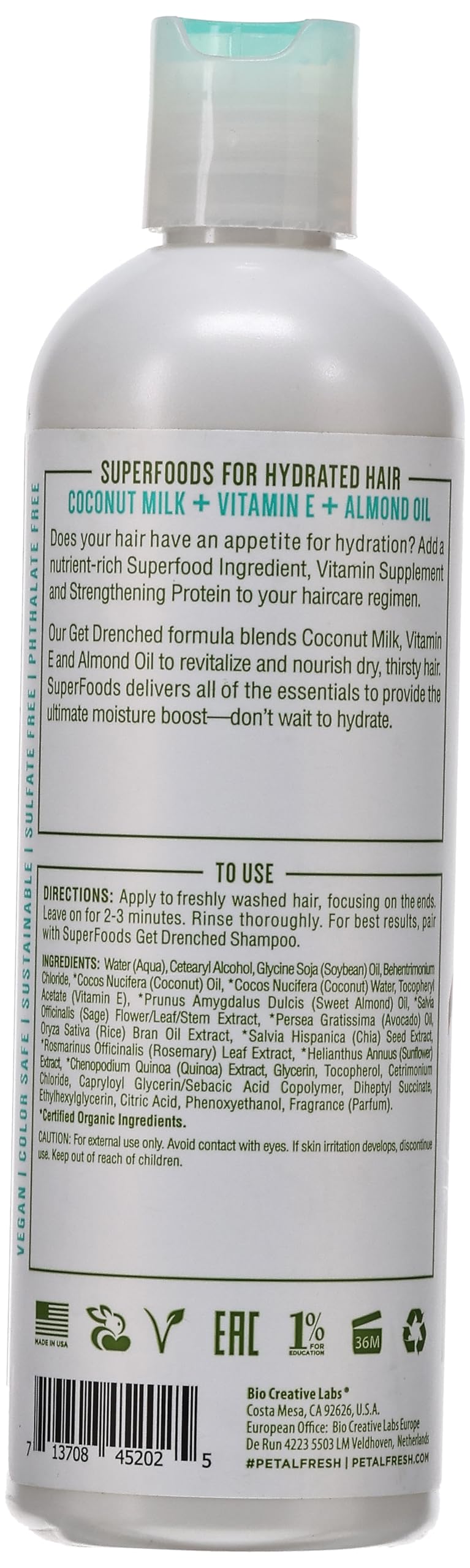 Petal Fresh SuperFoods Get Drenched Conditioner with Coconut Milk, Vitamin E & Almond Oil - Hydrating & Nourishing Hair Treatment for Dry & Damaged Hair | Perfect for Daily Use & Salon-Quality Results at Home