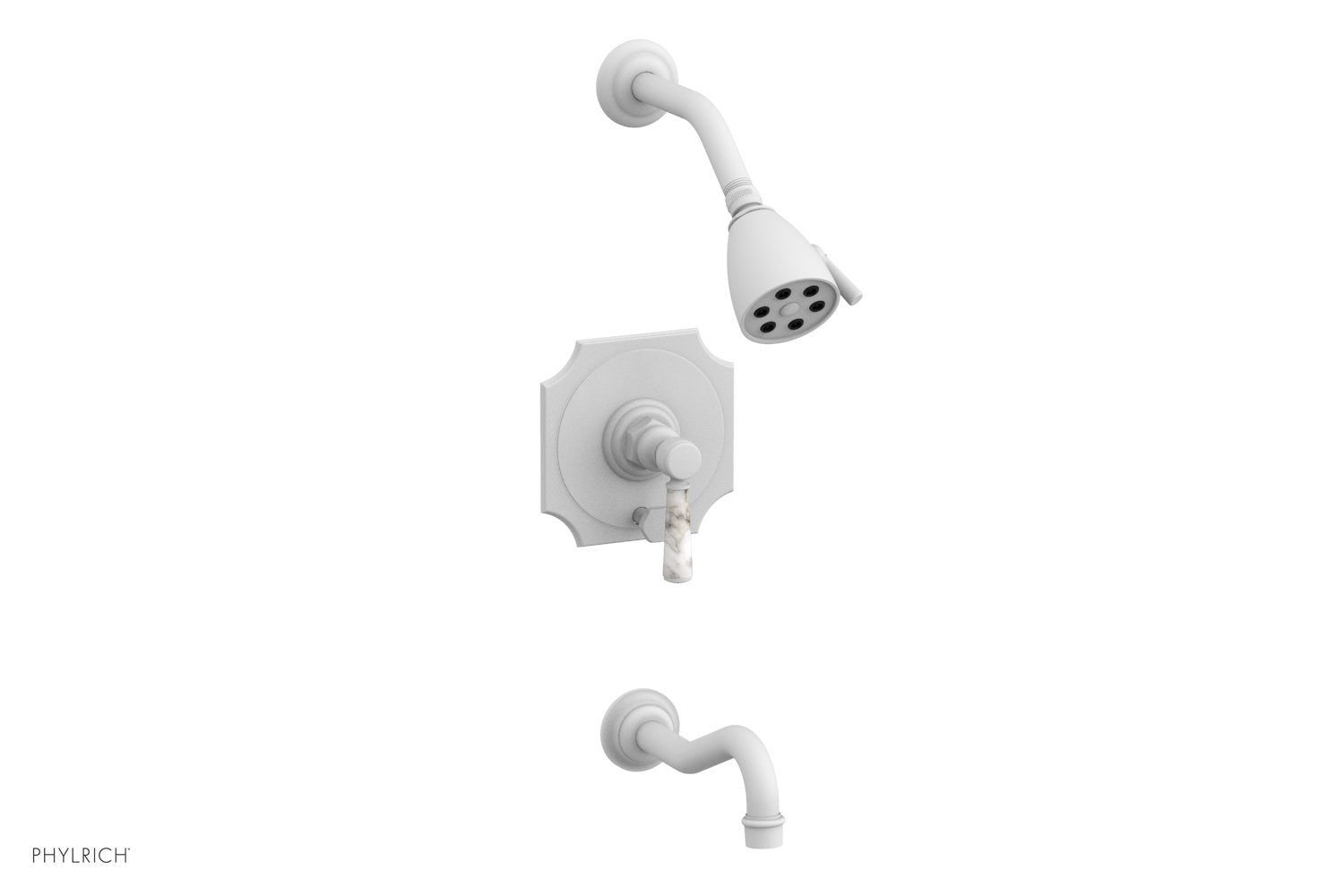 HENRI Pressure Balance Tub and Shower Set with White Marble Lever Handle - Model 161 31 | Bathroom Faucet for Modern Homes, Spa-Like Shower Experience