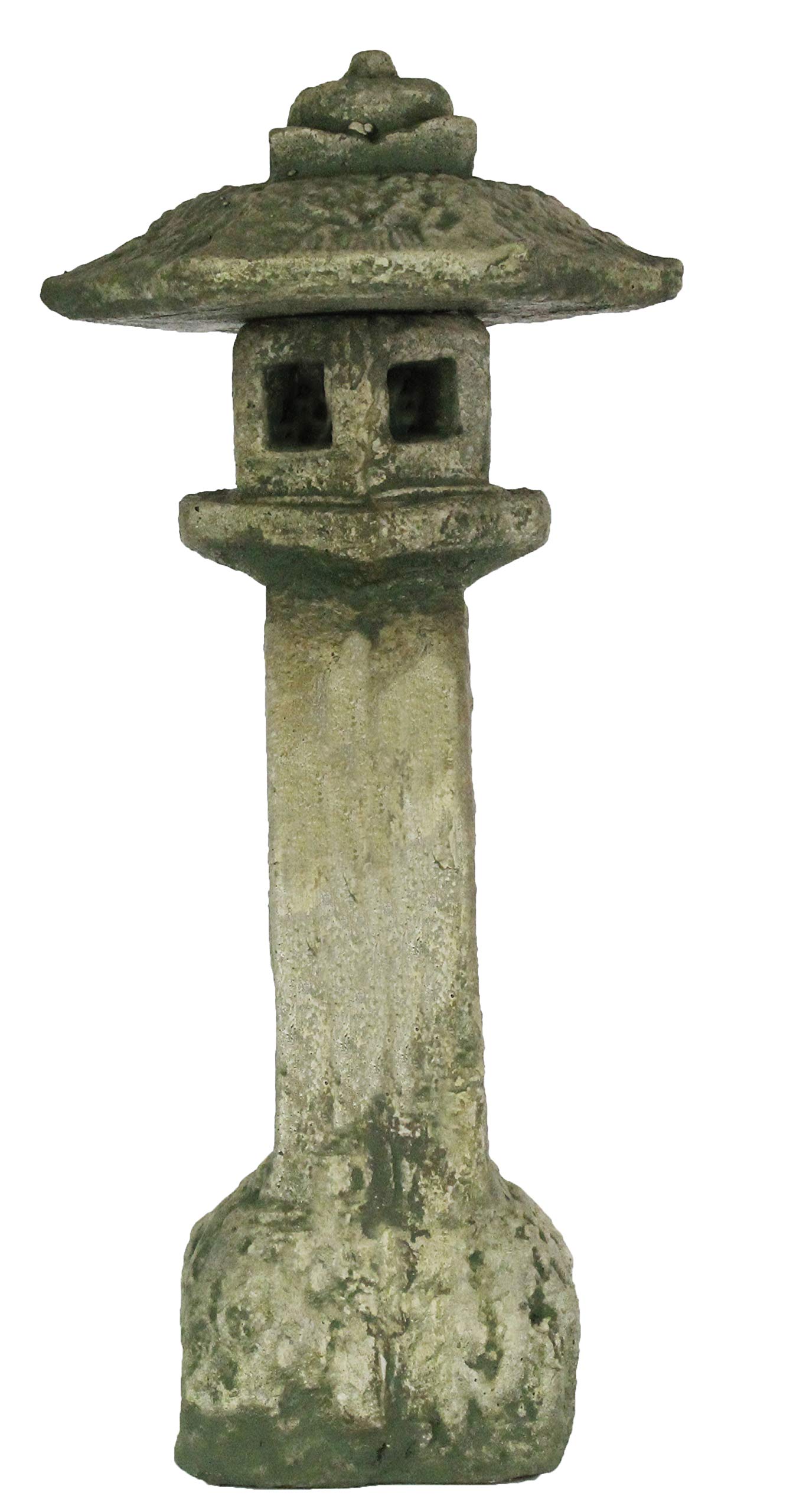 Handmade Curved Pagoda Cement Lantern - Asian Inspired Garden Decor for Outdoor Pathways, Patio & Zen Landscaping
