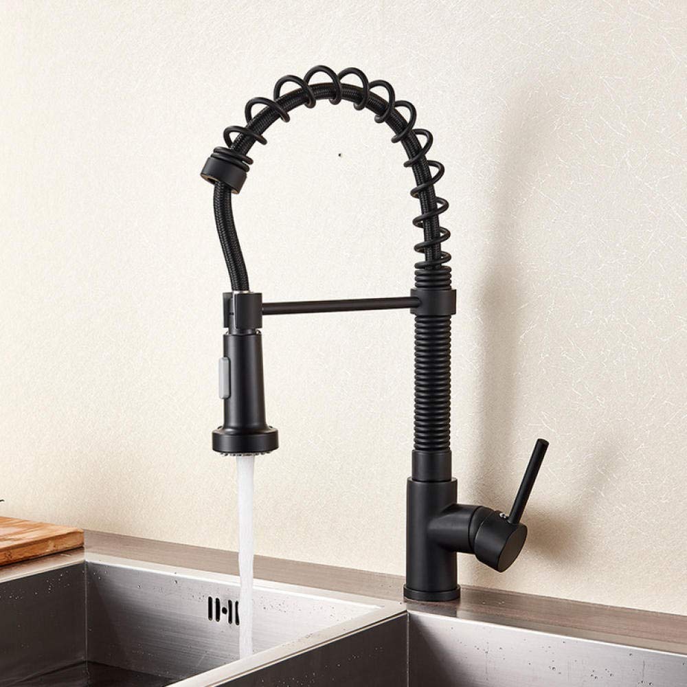 Matte Black Pull Down Kitchen Faucet with Single Lever Mixer & 360° Rotation - 2-Way Pull Out Sprayer for Modern Sink - Perfect for Washing Dishes, Filling Pots & Cleaning Countertops