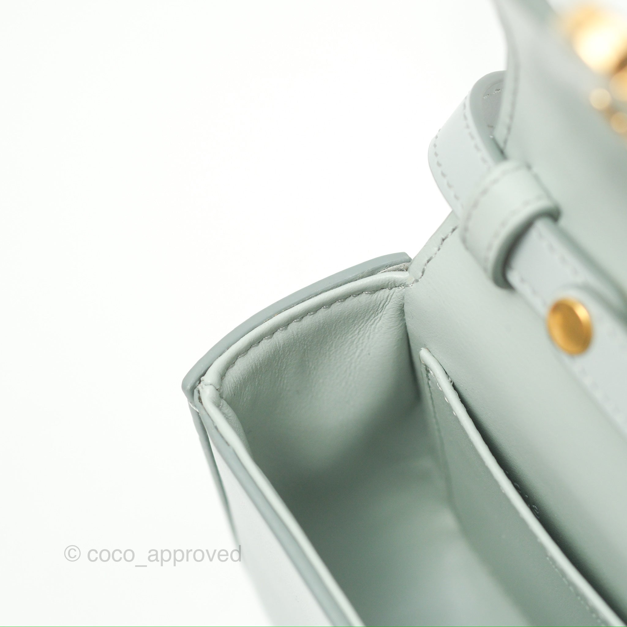 Celine Mini Claude Triomphe Bag in Soft Blue | Shiny Calfskin Leather Crossbody Purse | Perfect for Date Night & Evening Events