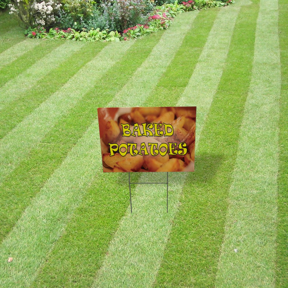 24x18 Inch Double-Sided Weatherproof Yard Sign - Custom Advertising for Baked Potatoes, Lawn, Garden, Bistros & Cafés | Durable Outdoor Business Signage for Restaurants, Events & Seasonal Promotions