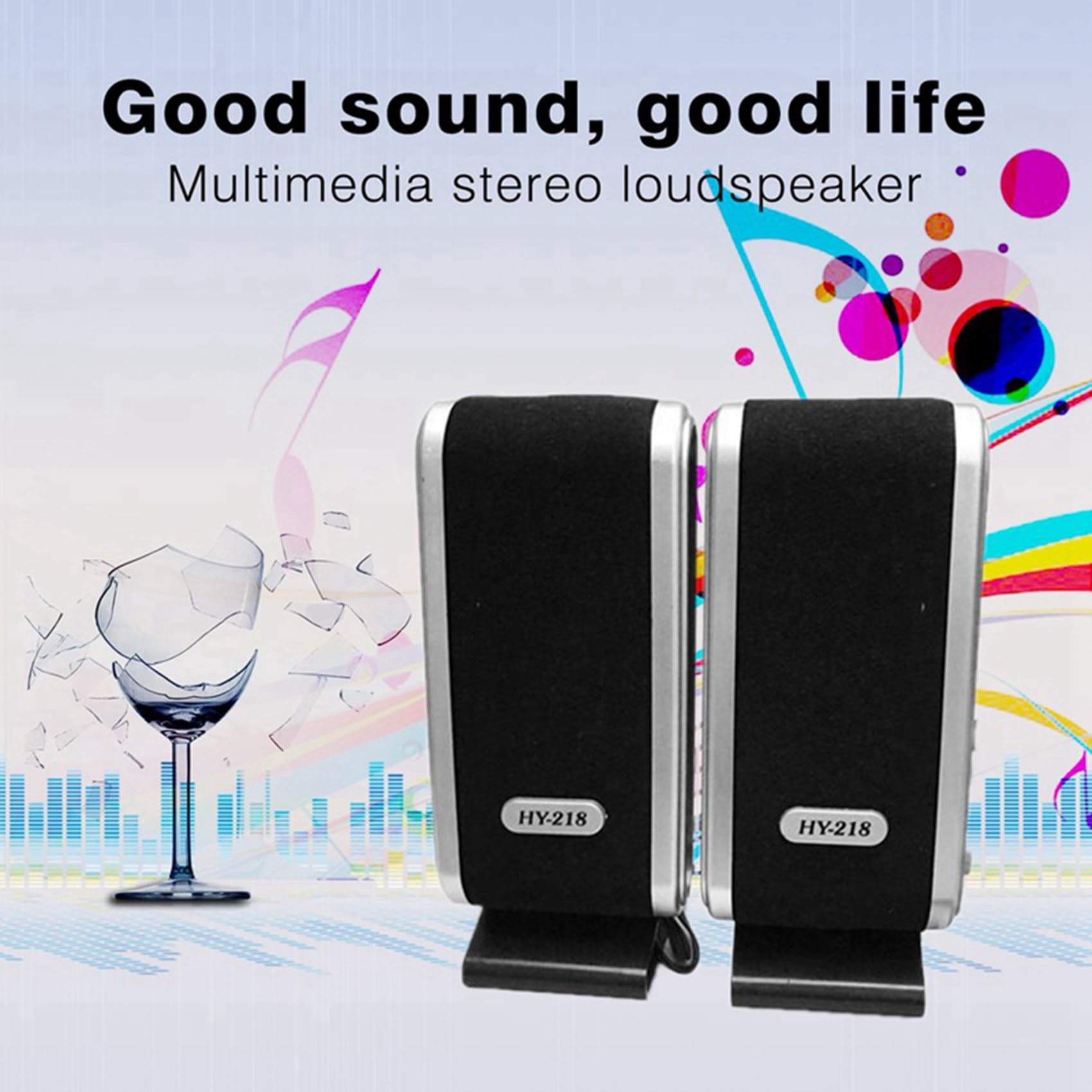 BLASHRD 4-Pack USB Computer Speakers | Portable Stereo Sound with 3.5mm Ear Jack for Desktop, PC, Laptop | Ideal for Home Office, Gaming, and Multimedia