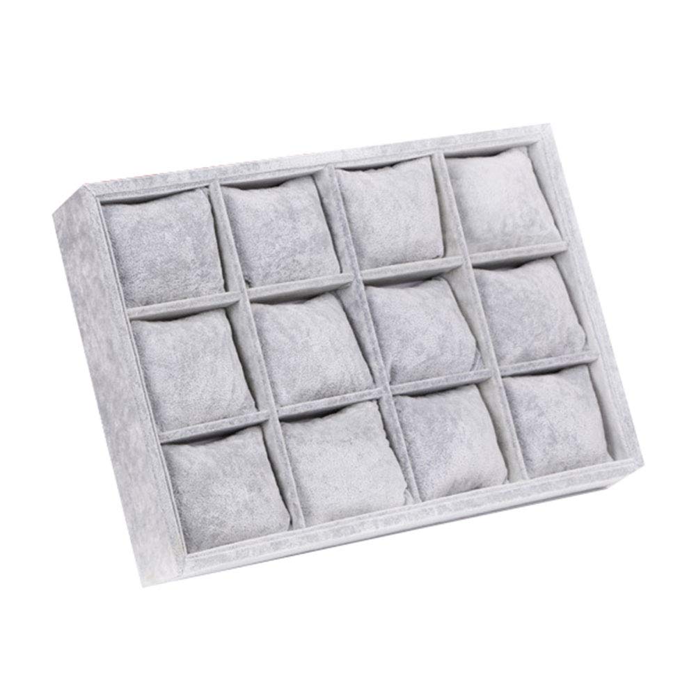 12 Grid Watch & Jewelry Display Tray with Pillow Bracelet Holder - Perfect for Home, Store & Retail Jewelry Organization & Display - Great for Watches, Rings, Necklaces & Bracelets