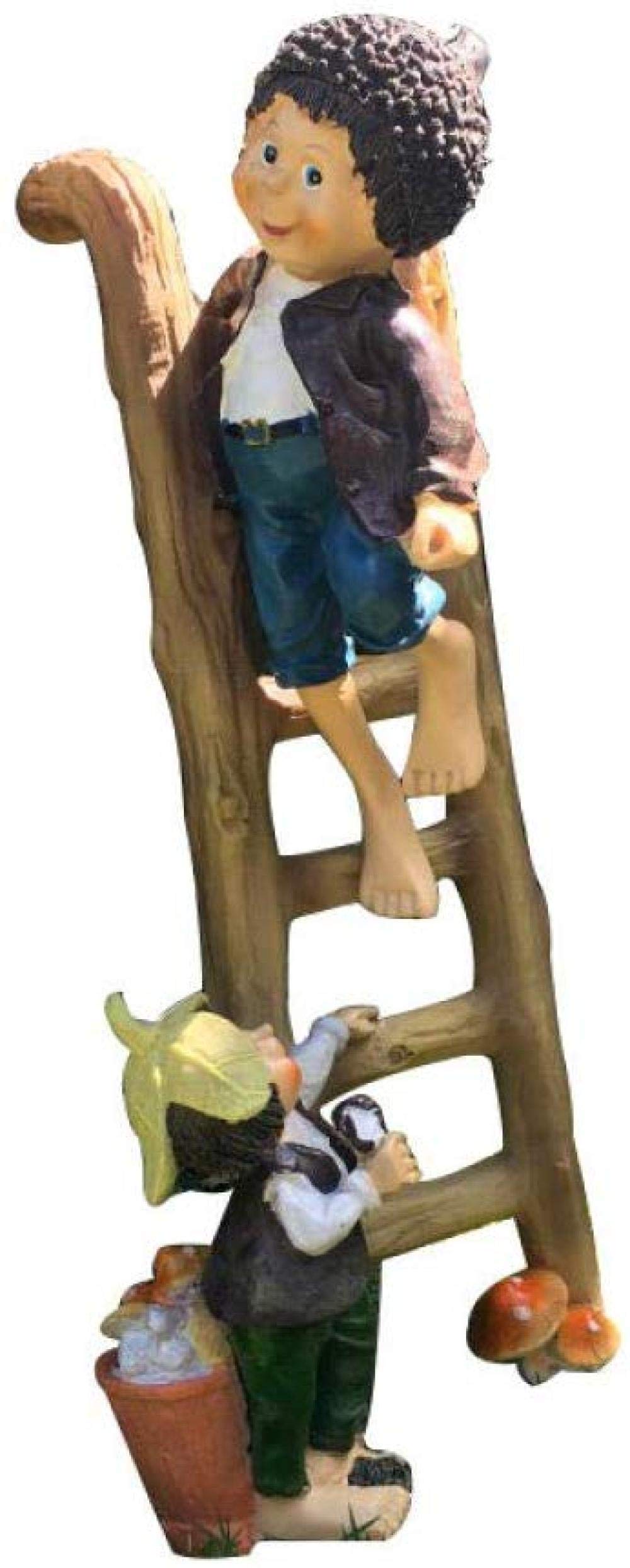 Resin Climbing Ladder Boy Statue - Handcrafted Garden Sculpture for Villa, Terrace, Mall & Window Decor - Perfect Outdoor & Indoor Decoration for Home, Office & Commercial Spaces