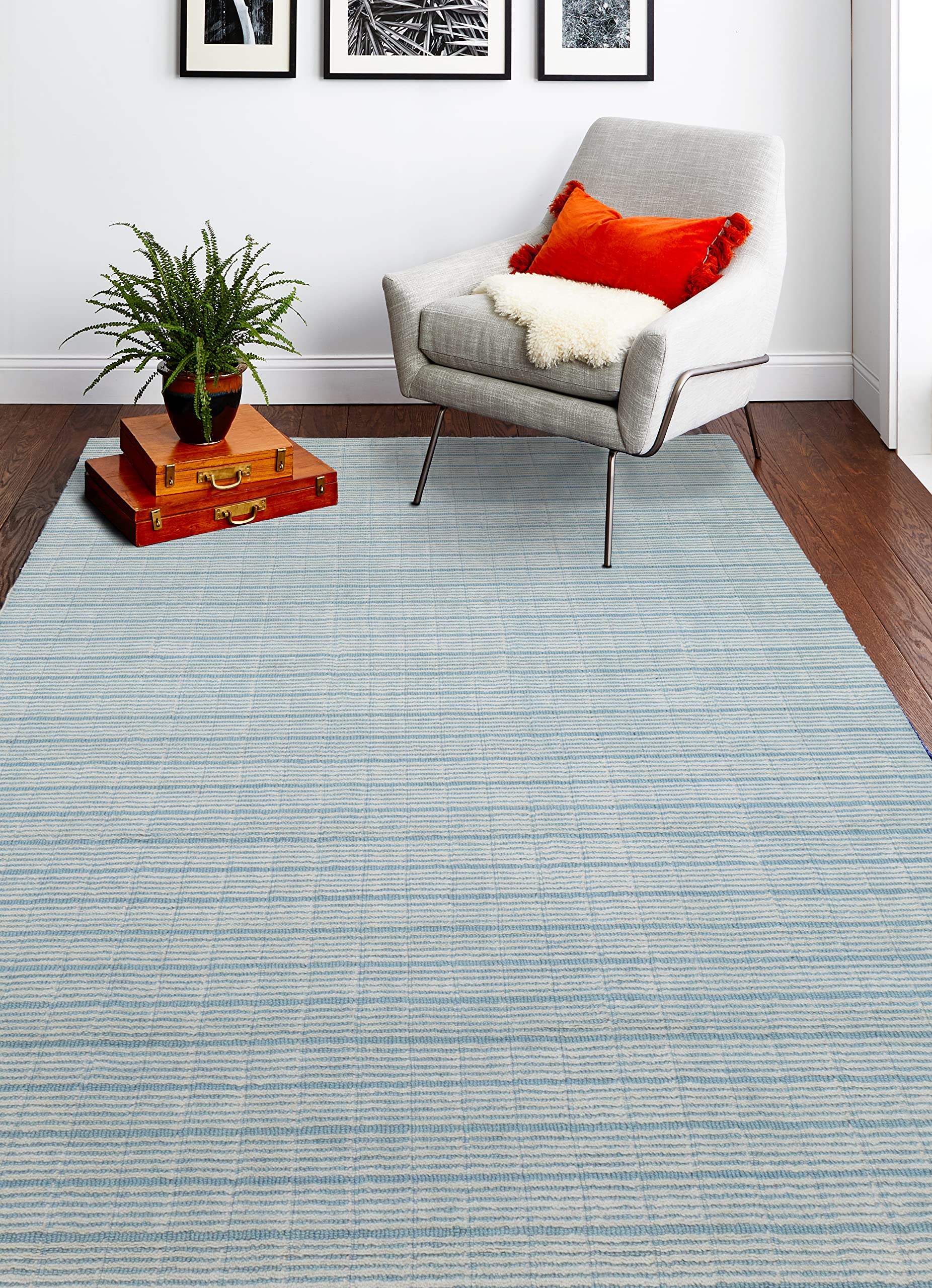 Luxury Hand-Loomed Wool Area Rug by Bashian Collection - 3.6' x 5.6' Ivory/Sky - Perfect for Entryway, Living Room, Bedroom & Home Décor - Soft & Durable Runner Rug for Cozy Spaces